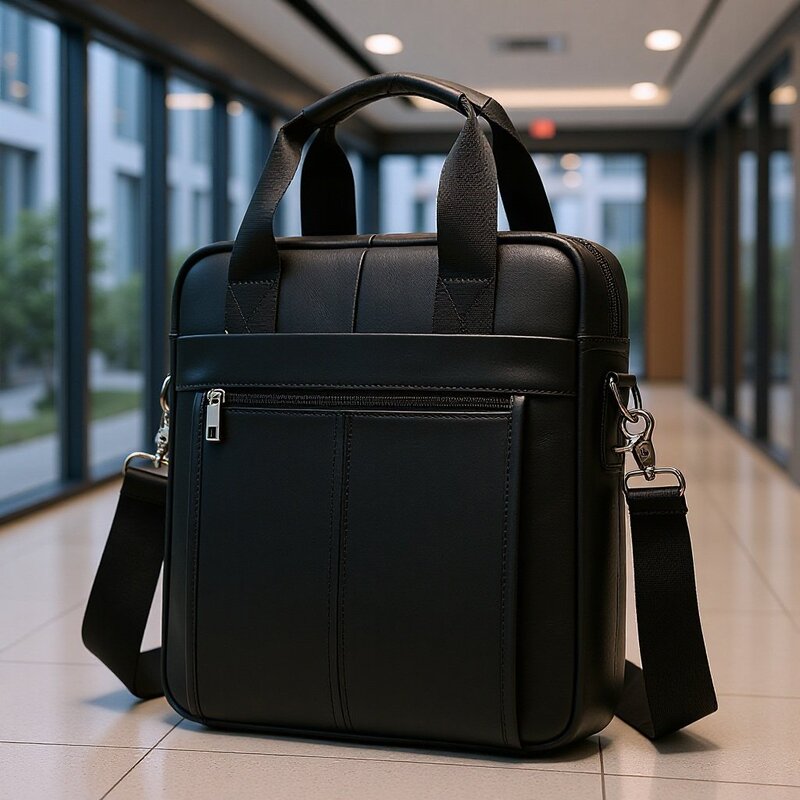 First-Layer Cowhide Men's Handbag, High-End Vertical Business Briefcase, 13inch Notebook Handbag, Cowhide Shoulder Bag