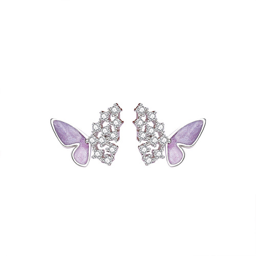 Original Starlight Butterfly Earrings Sterling Silver Forest Style Small Fresh Sweet Cute Earrings Female Ins Style Niche Ear Accessories