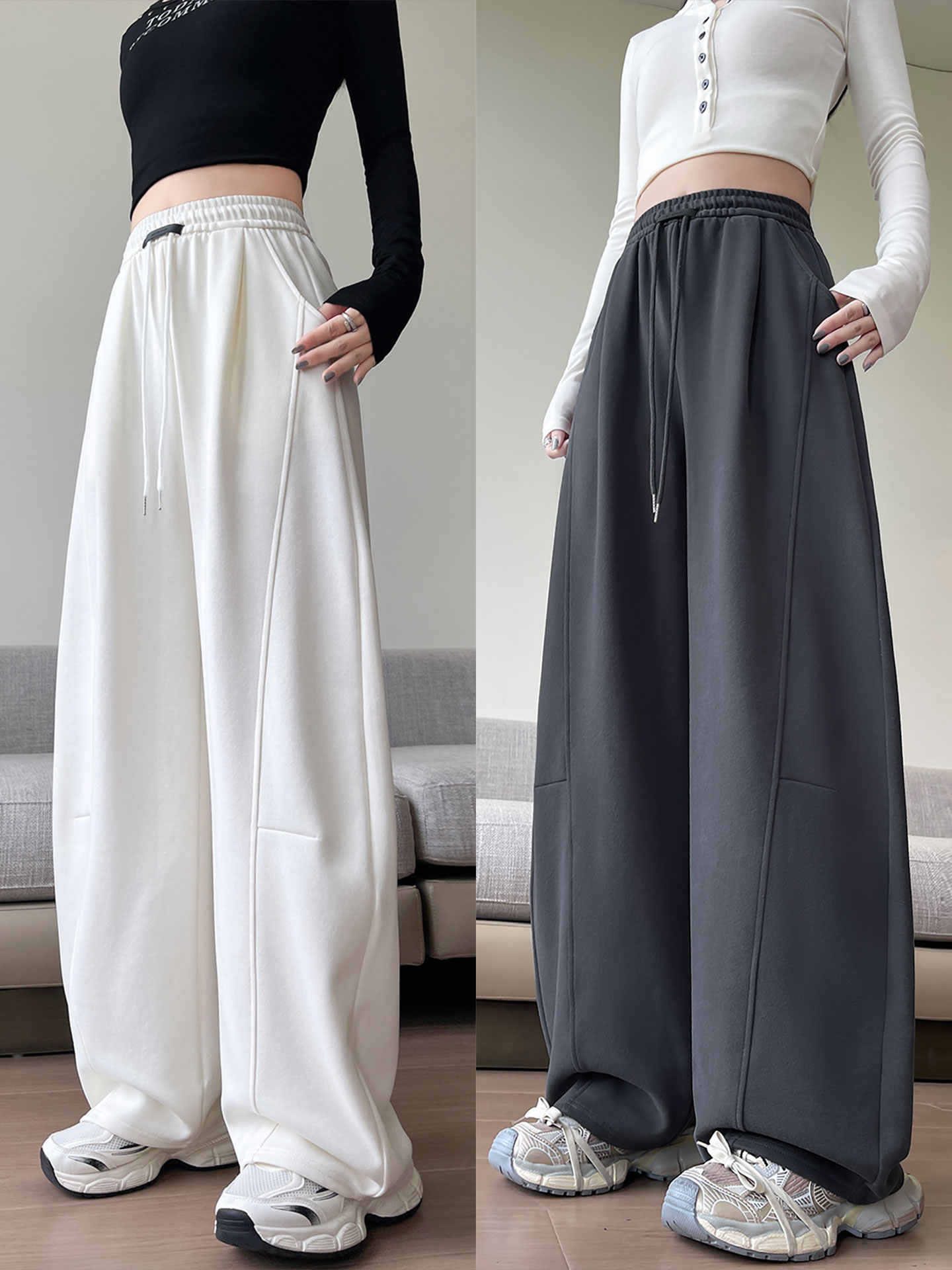 Pantalones blancos para mujeres 2026 nueva primavera grasa mm cuchillo de cuchillo