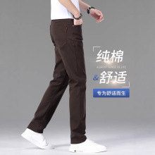 2026新款夏薄款咖啡色休闲裤男直筒裤子春季修身弹力修身商务男裤
