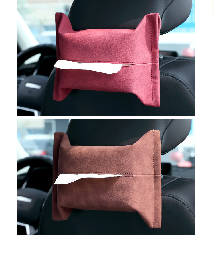 Car Tissue Box Solid Color Bag Hanging Ins Storage Car Paper Box Car Armrest Box Multifunctional Paper Box