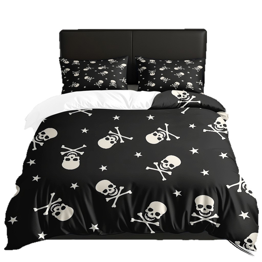 TEMU / JIT transfronterizo Amazon Skull Digital Print Kit de colcha vendido directamente por el fabricante