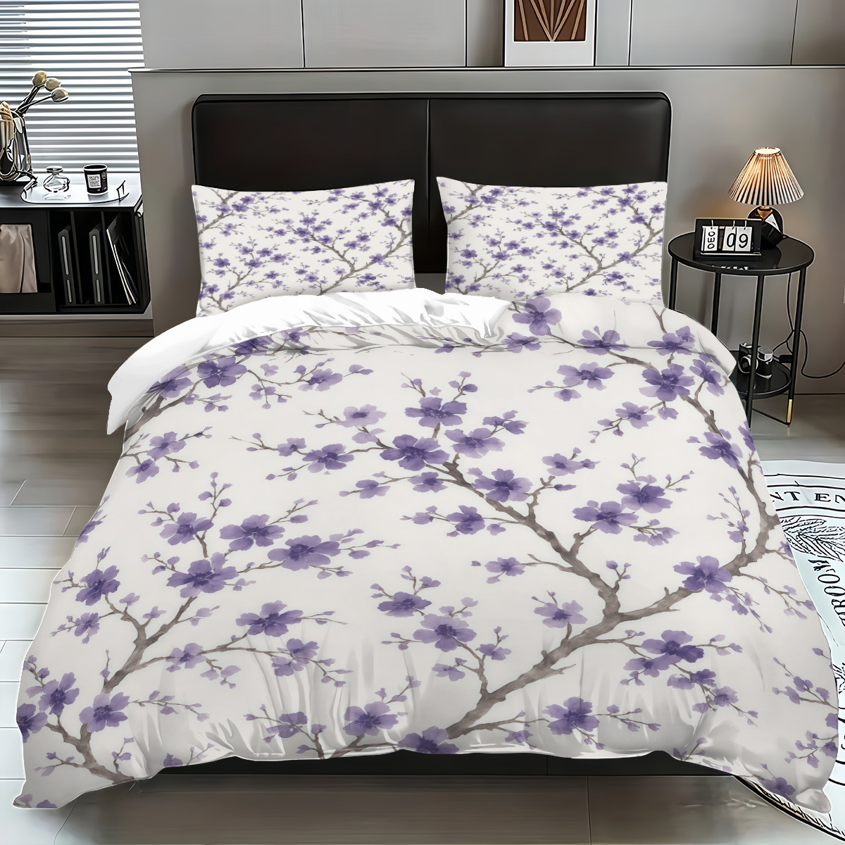 Funda de edredón floral fresca pequeña transfronteriza Estilo pastoral Ropa de cama floral pequeña Funda de edredón cepillada Juego de tres piezas JIT