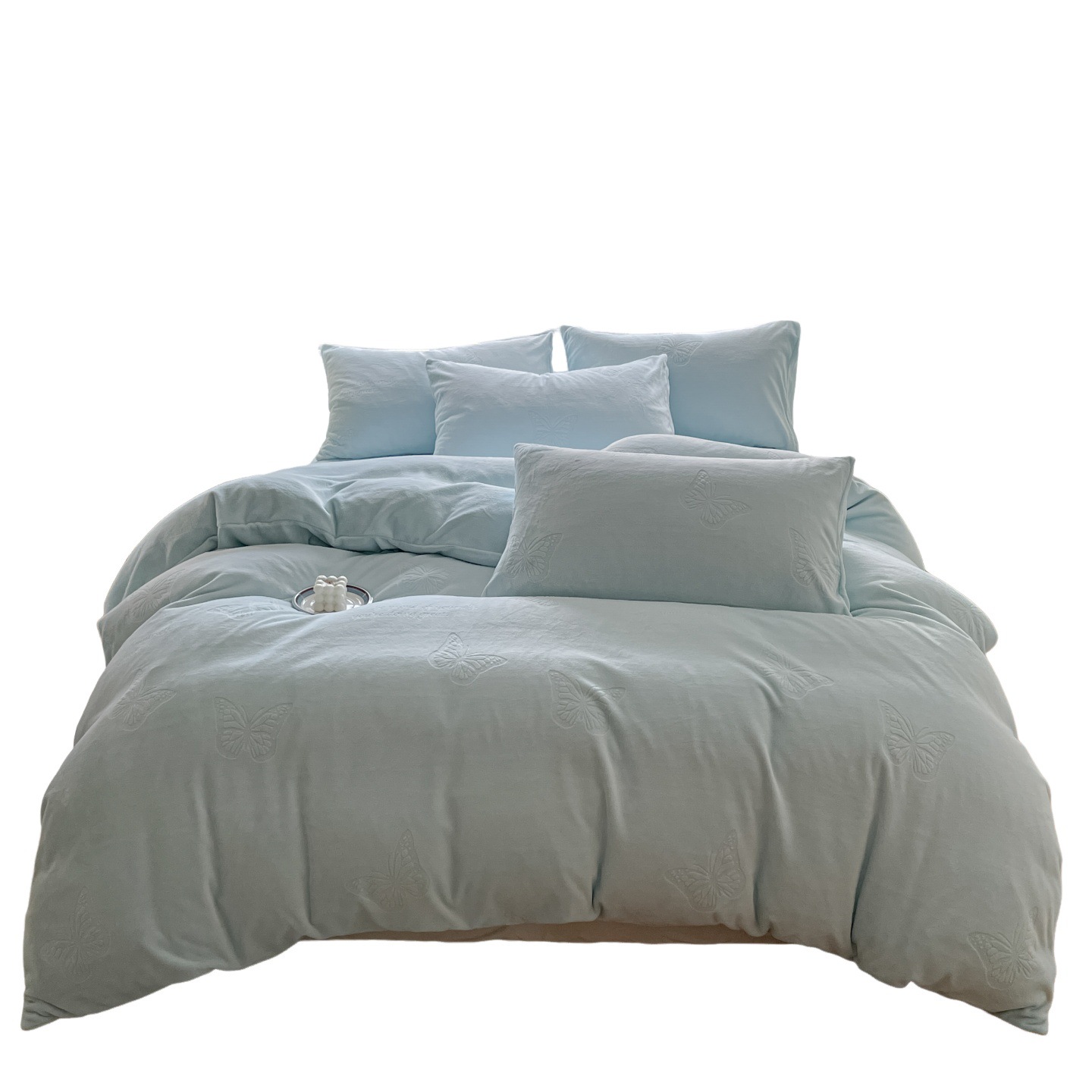 Espesado tallado de leche de lana de cuatro piezas conjunto 2025 nuevo coral lana de invierno sábanas de franela cubierta de cama