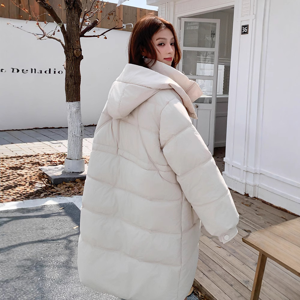 2025 nueva ropa de algodón coreana de estilo coreano para mujeres de cintura larga y delgada, abrigo de algodón de cuello naval, abrigo grueso universal para mujeres image 4