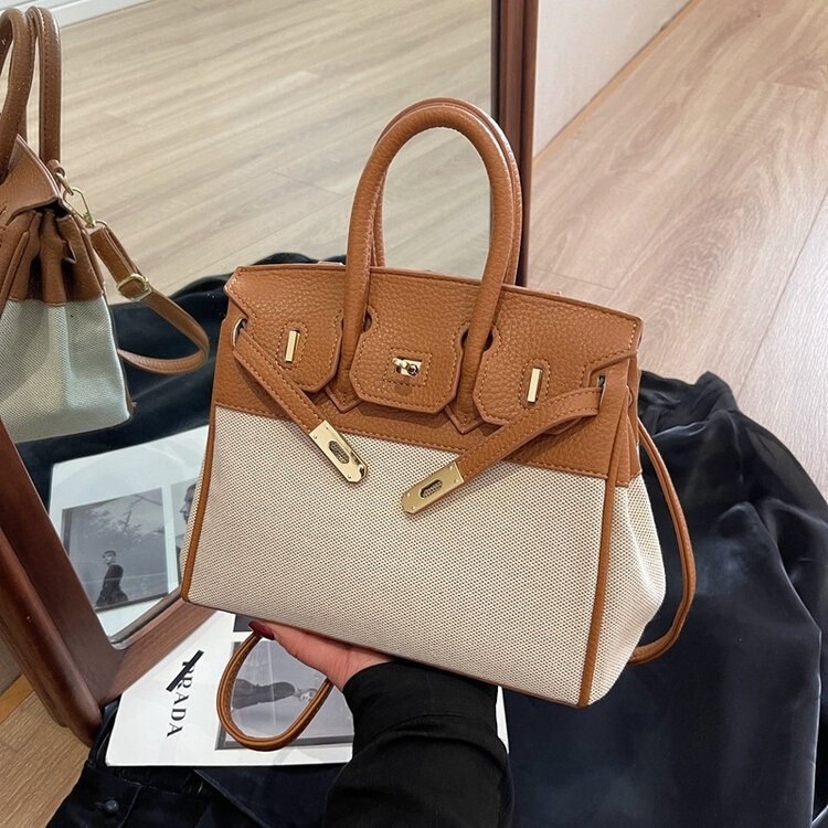 Cross-border European and American handbag Kelly bag 2026 new fashion color-blocking platinum bag large-capacity commuter shoulder crossbody bag