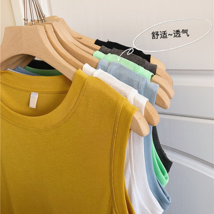 Light and thin breathable comfortable brand solid color top with…