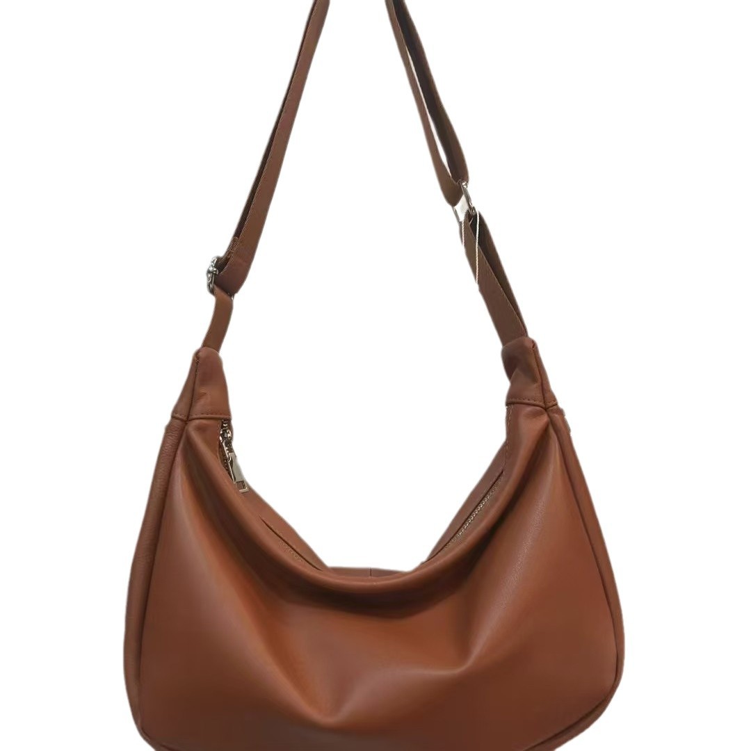 Nuevo bolso retro europeo y americano de cuero de hombro único bolso de mujer de tendencia transfronteriza bolso de hombro cruzado bolso de cuero de vaca de moda de gran capacidad