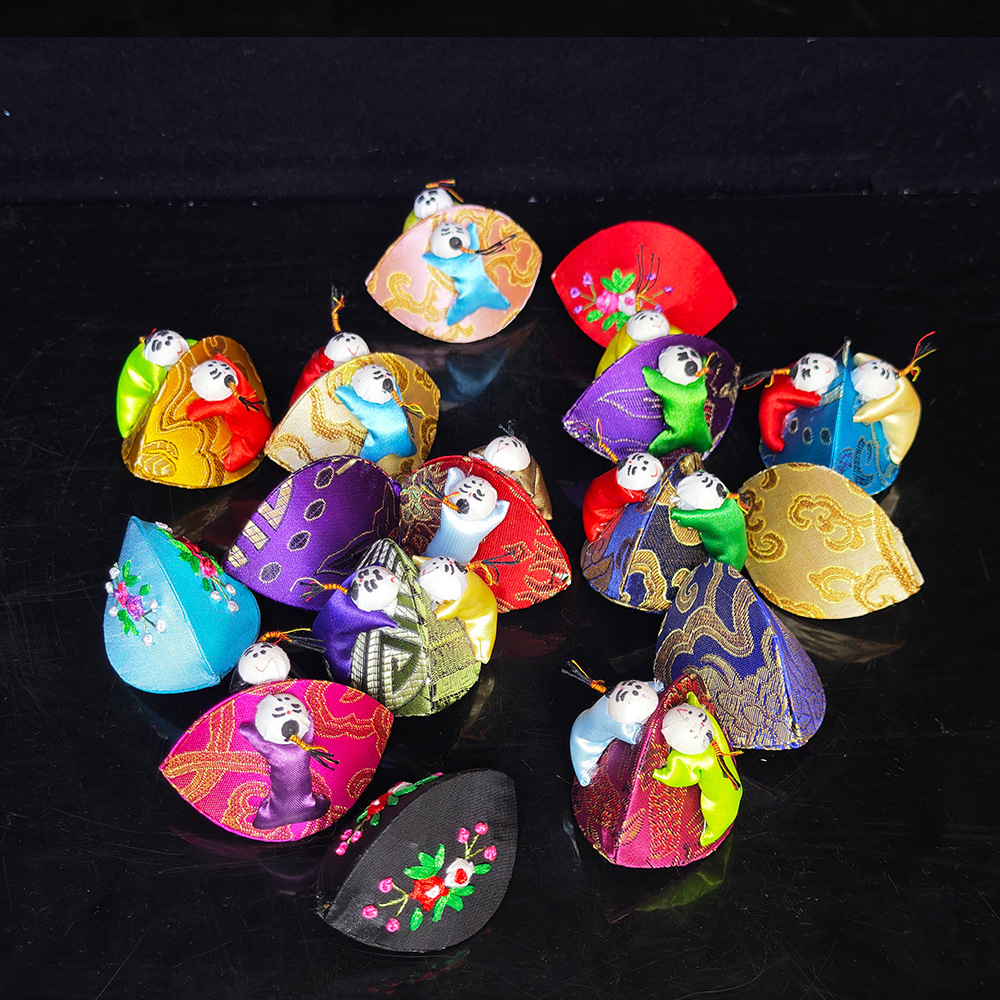 中式古典丝带绣花首饰盒收纳包开口笑硬币零钱包项链戒指小收纳盒