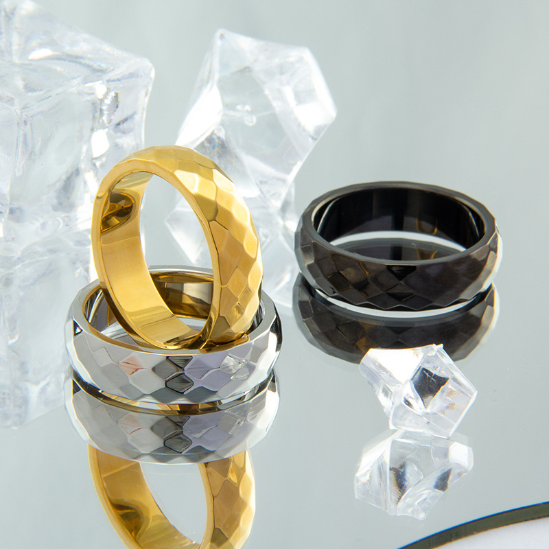 12g Weight Vacuum Plating Gold Plating Process Simple Style Geometric Solid Color Titanium Steel Plating Gold Plated Unisex Rings