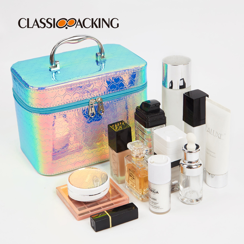 2023 bolsa de cosméticos de color mágico simple bolsa de almacenamiento de cosméticos portátil a prueba de agua bolso de gran capacidad con espejo