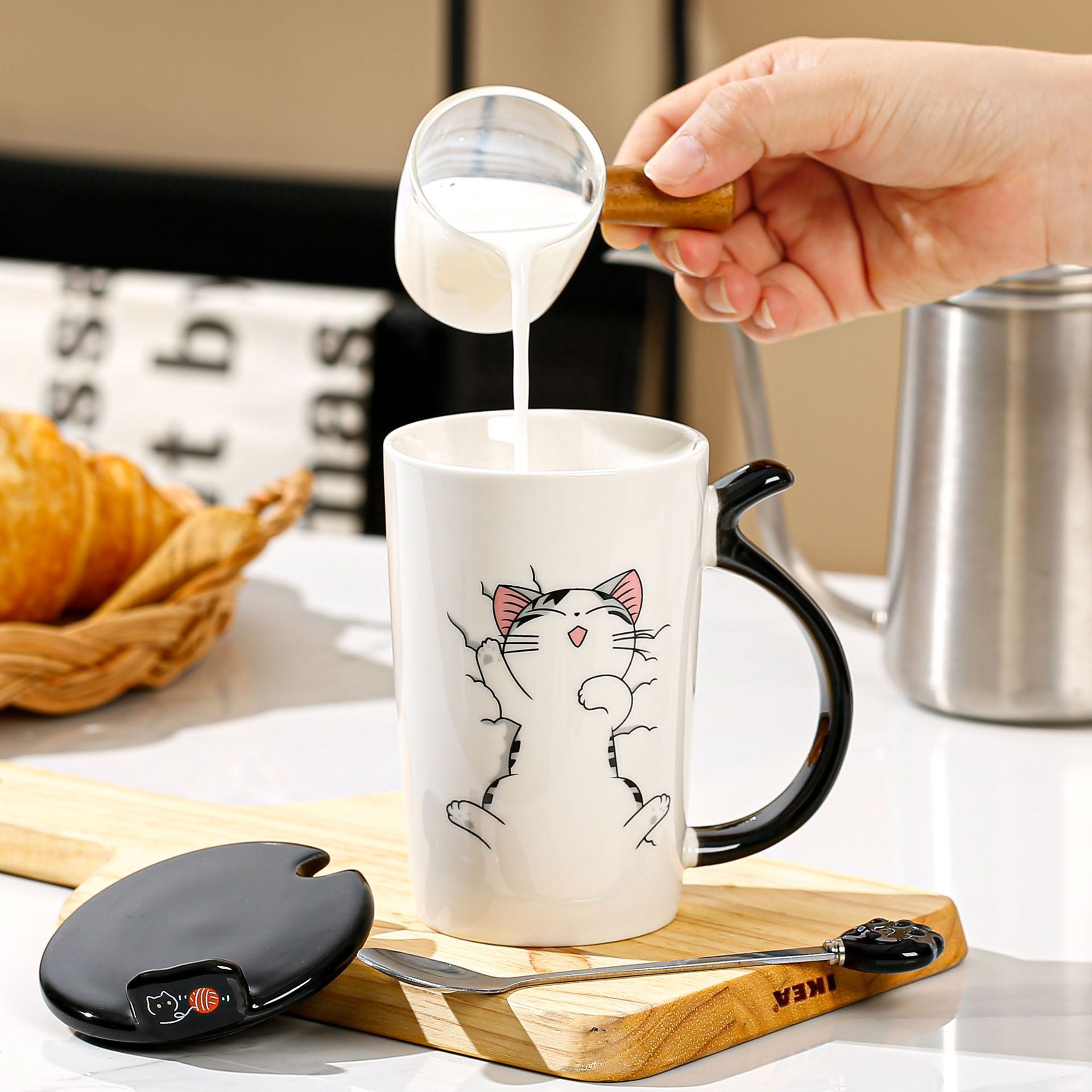 Lindo Gatito taza creativa de dibujos animados Taza de cerámica de la Oficina taza de agua formulación LOGOTIPO transfronterizo centro comercial supermercado