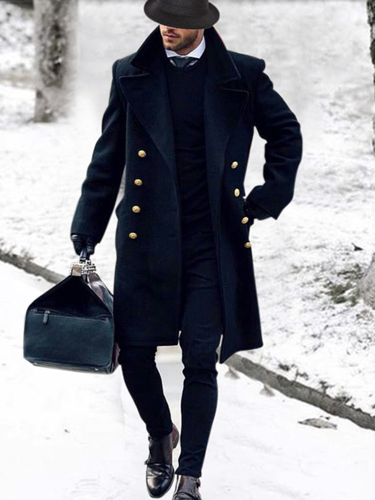 Men's Clothing new arrivals in stock double breasted woolen windbreaker wish woolen coat_voghion.com