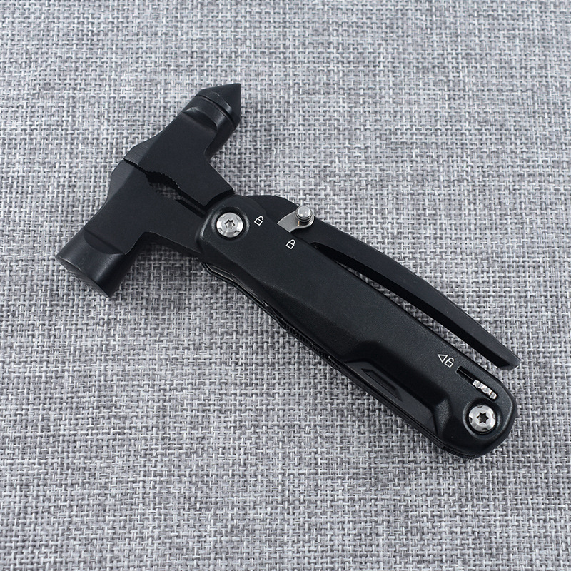 多功能户外露营工具锤救生锤锥形锤车载破窗锤铝柄发黑带锁扣