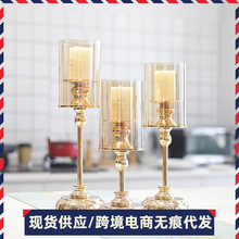 美式复古摆件轻奢浪漫烛光晚餐道具餐桌蜡烛台灯北欧家用欧式烛台