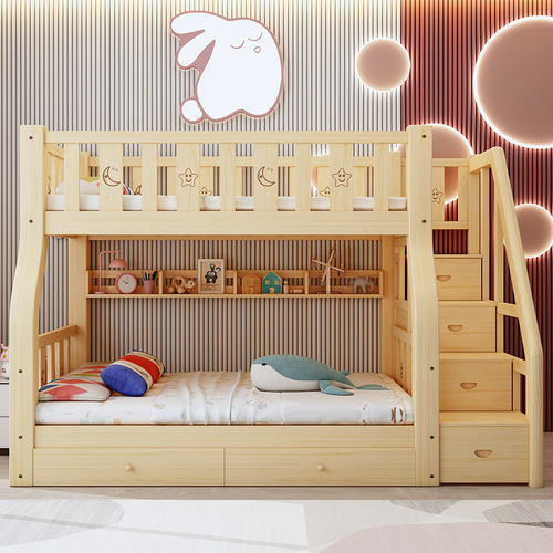 All solid wood bunk bed, bunk bed, children's bed, household high and low bed, double bed, small apartment, two layers for adults