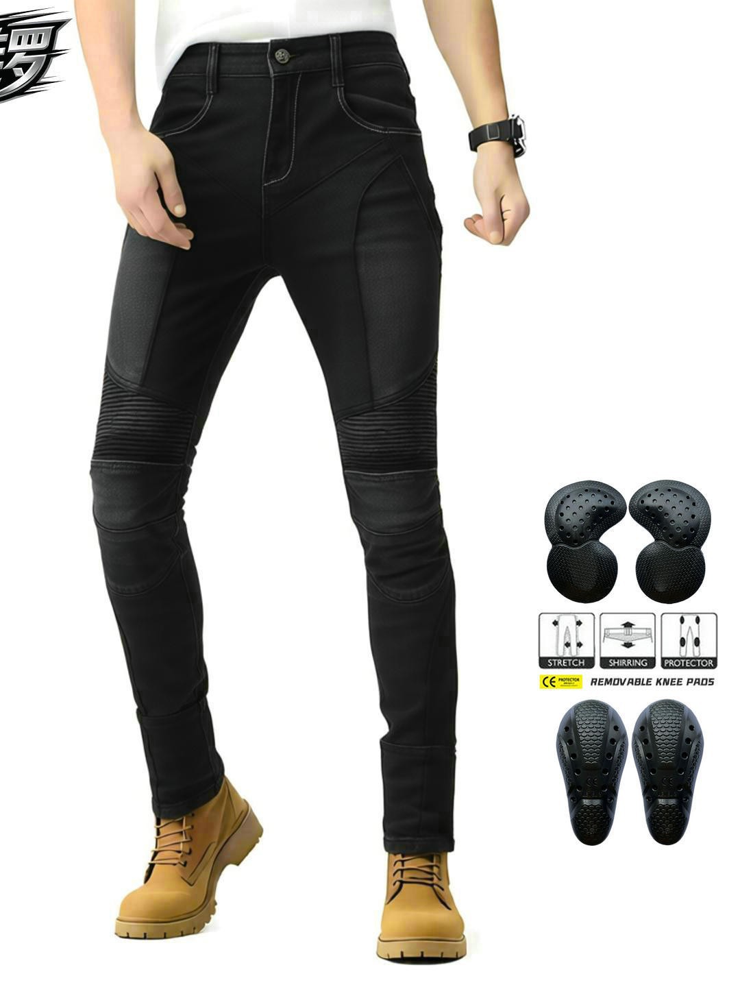 Vaqueros de verano para motocicleta VOLERO para hombre, pantalones de malla transpirables, elásticos, informales, anticaída, para montar al aire libre