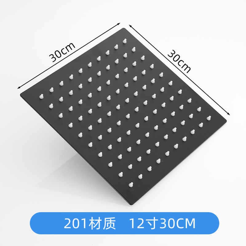 Cabeza de ducha de rociador de acero inoxidable 201 negro transfronterizo Cabeza de ducha de rociador superior Tubo cuadrado de baño Cabeza de ducha oculta