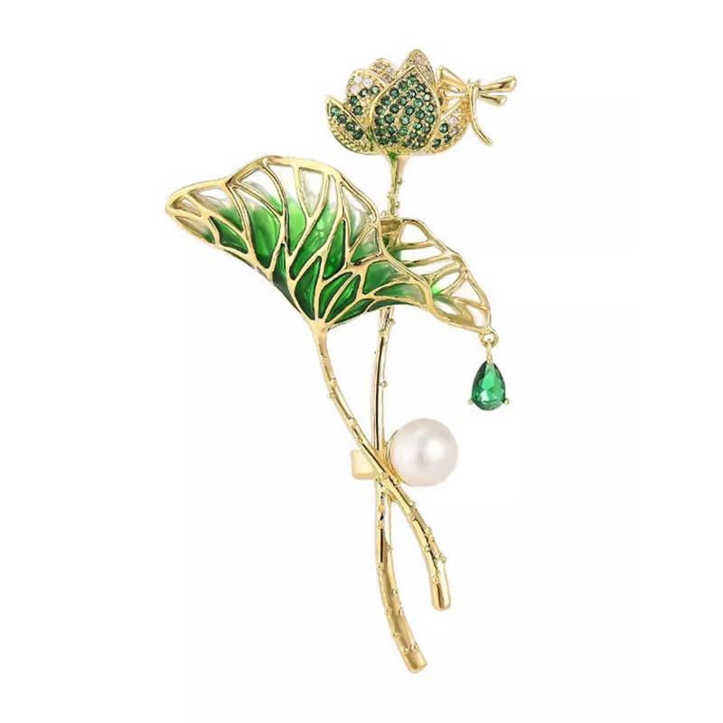 荷塘月色中国风珐琅彩绘胸针高档女小众设计感莲花别针胸花配饰品|undefined