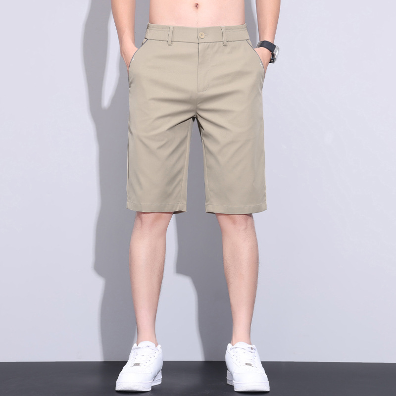 2025 New Summer Shorts Men's Belt Commuting Versatile Mid-Pants Men's Straight Casual Outer Wear Men's Five-Point Pants