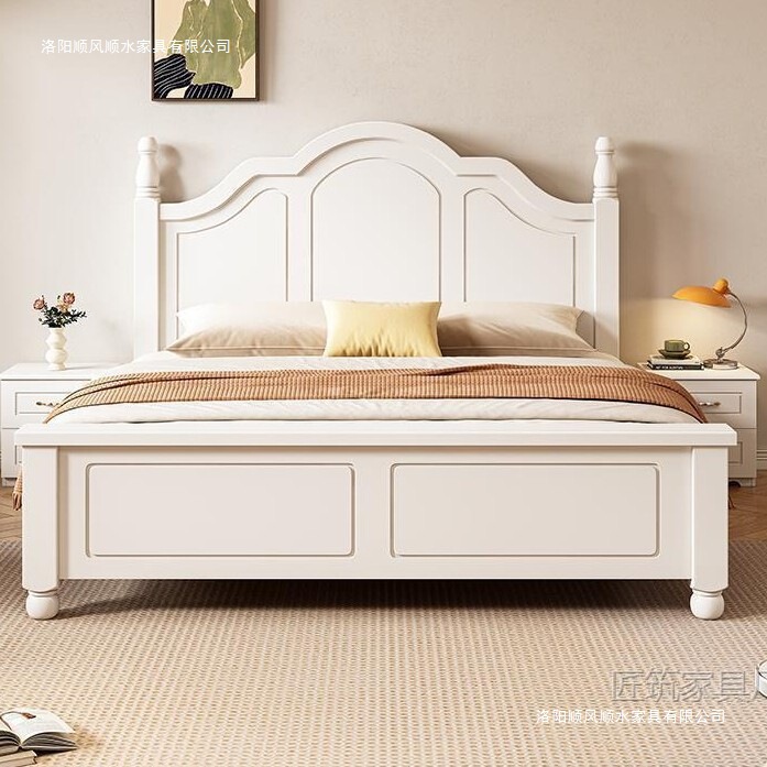 Solid Wood Bed, Modern and Simple, Master Bedroom, 1.8m Double Beds, Stylish Cream Style, Storage Bed for Rental Housing Solid Wood Bed, Modern and Simple, Master Bedroom, 1.8m Double Beds, Stylish Cream Style, Storage Bed for Rental Housing