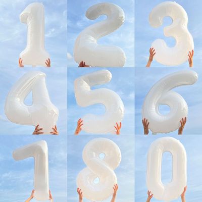 number balloon ins Wind 32 white birthday Aluminum The age of Age photograph prop arrangement