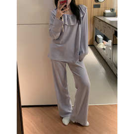 2024 新款睡衣女韩系条纹简约舒适套装休闲宽松家居服