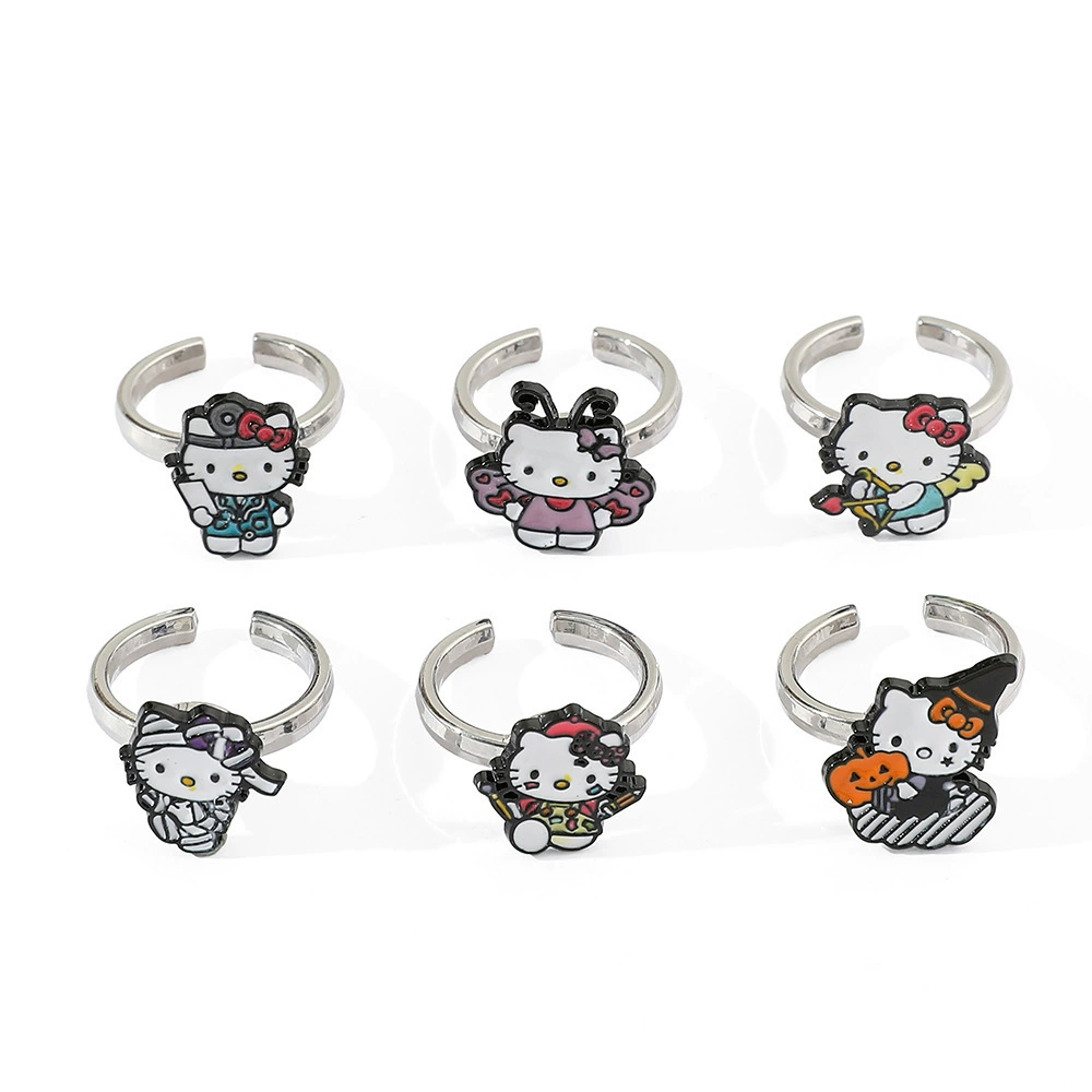 One size cute cartoon ring with stone, diamond encrusted
