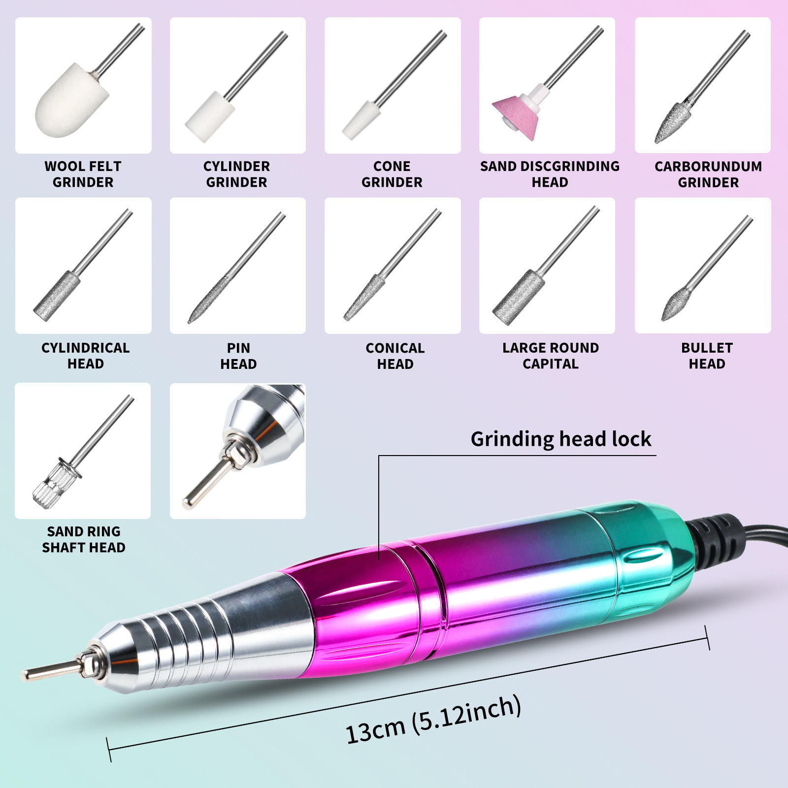 Venta caliente transfronteriza sin escobillas 40000 rpm de almacenamiento eléctrico lijadora de uñas base de carga descarga portátil de uñas para eliminar la piel muerta