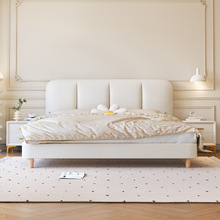 法式奶油风真皮床现代简约1米8主卧室双人大床小户型软包皮艺婚床