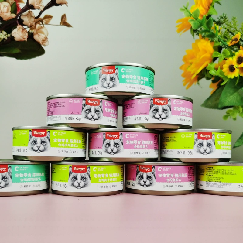 Консервы для кошек Naughty Cat Mousse: Тунец, Курица, Куриная печень, Говяжья печень, 95 г