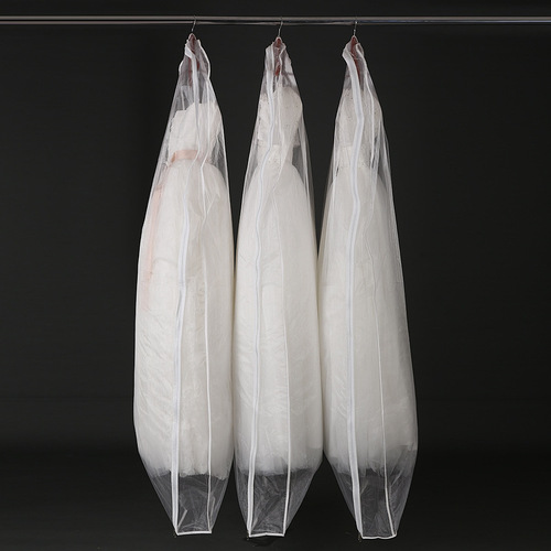 Foreign trade 1.8m double-sided transparent glass yarn trailing wedding dress dust cover lengthened and widened wedding dress dust cover
