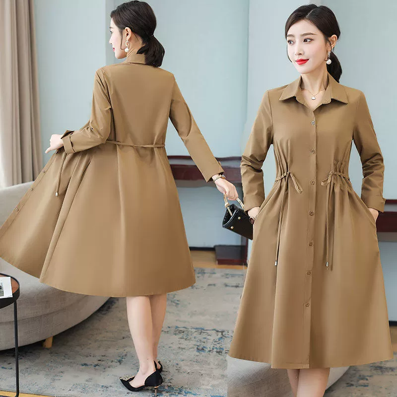 Длинное осеннее пальто-тренч для матери, куртка, mid‑length, западный стиль, свободный крой