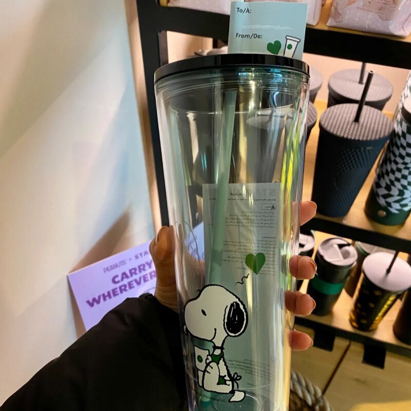 クロスボーダースターダッドスヌーピー共同ブランドストローカップ高価値大容量漫画ウォーターカッププラスチックカップスポット卸売|undefined