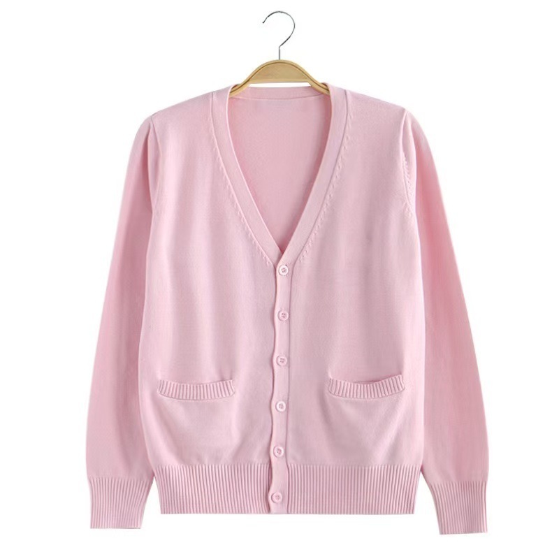 JK 制服セーターカーディガン卸売ベーシックジャケット女性の秋と冬のカレッジスタイルニットセータージャケット V ネック|undefined