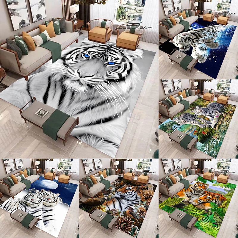 Tiger Printed Carpet Family Living Room Decoration Bedroom Floor Mat Flocking Floor Mat Aliexpress Half Hosting Dropshipping