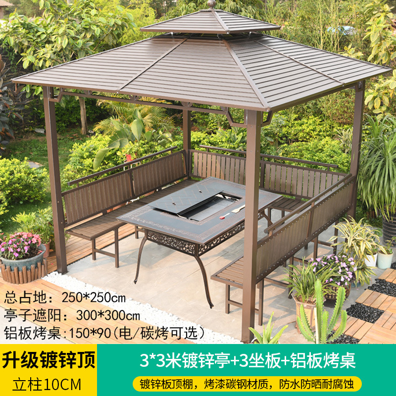 Pabellón al aire libre techo galvanizado pabellón tienda de campaña villa patio jardín terraza punto escénico ocio sombrilla gran cobertizo