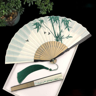 Manufacturer Retro Style Scenic Spot Stall Fan Folding Fan Chinese Style Han Dynasty Female Cheongsam Dance Portable Foldableing Gift Fan