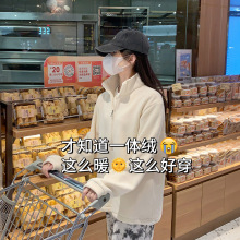 大货定制卫衣女深秋冬季2025奥利绒polo领半开襟外套宽松女装上衣