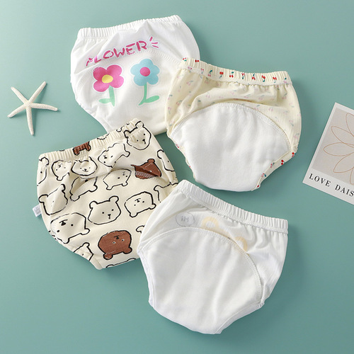 Cute baby training pants anti-side leakage toilet practice pants baby waterproof diaper toddler pants cloth diapers
