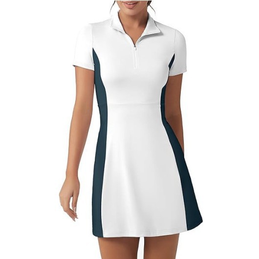 Popular women's yoga short-sleeve dress and pants set, anti-exposure, golf summer sports style, digital print