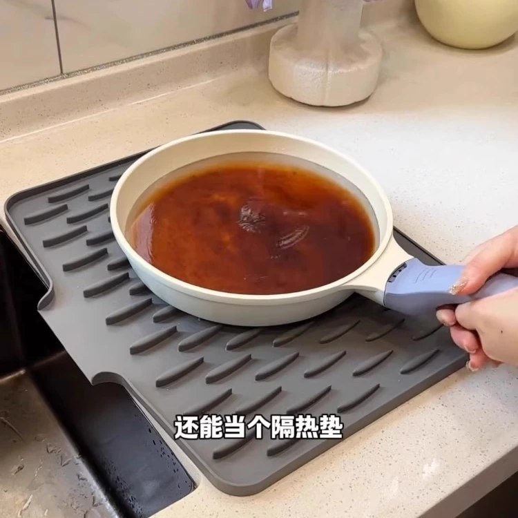 ⇗Силиконовый дренажный коврик для раковины, отвод воды, кухонная чаша для фруктов и овощей, фильтр для посуды, сушилка для воды, бытовая столешница, подставка для кастрюли, теплоизоляция