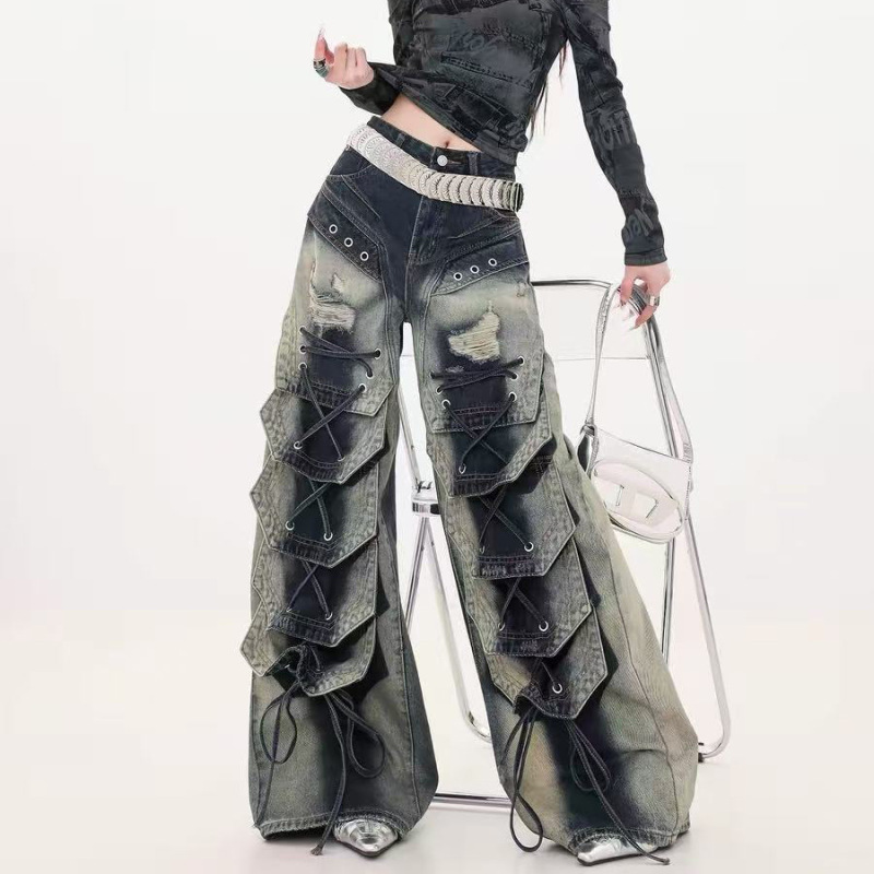 2026 Plus Size Retro Heavy-Duty Crocodile Pattern Jeans for Women, Punk Gradient Tie Loose Wide-Leg Floor-Length Trousers Trend 2026 Plus Size Retro Heavy-Duty Crocodile Pattern Jeans for Women, Punk Gradient Tie Loose Wide-Leg Floor-Length Trousers Trend
