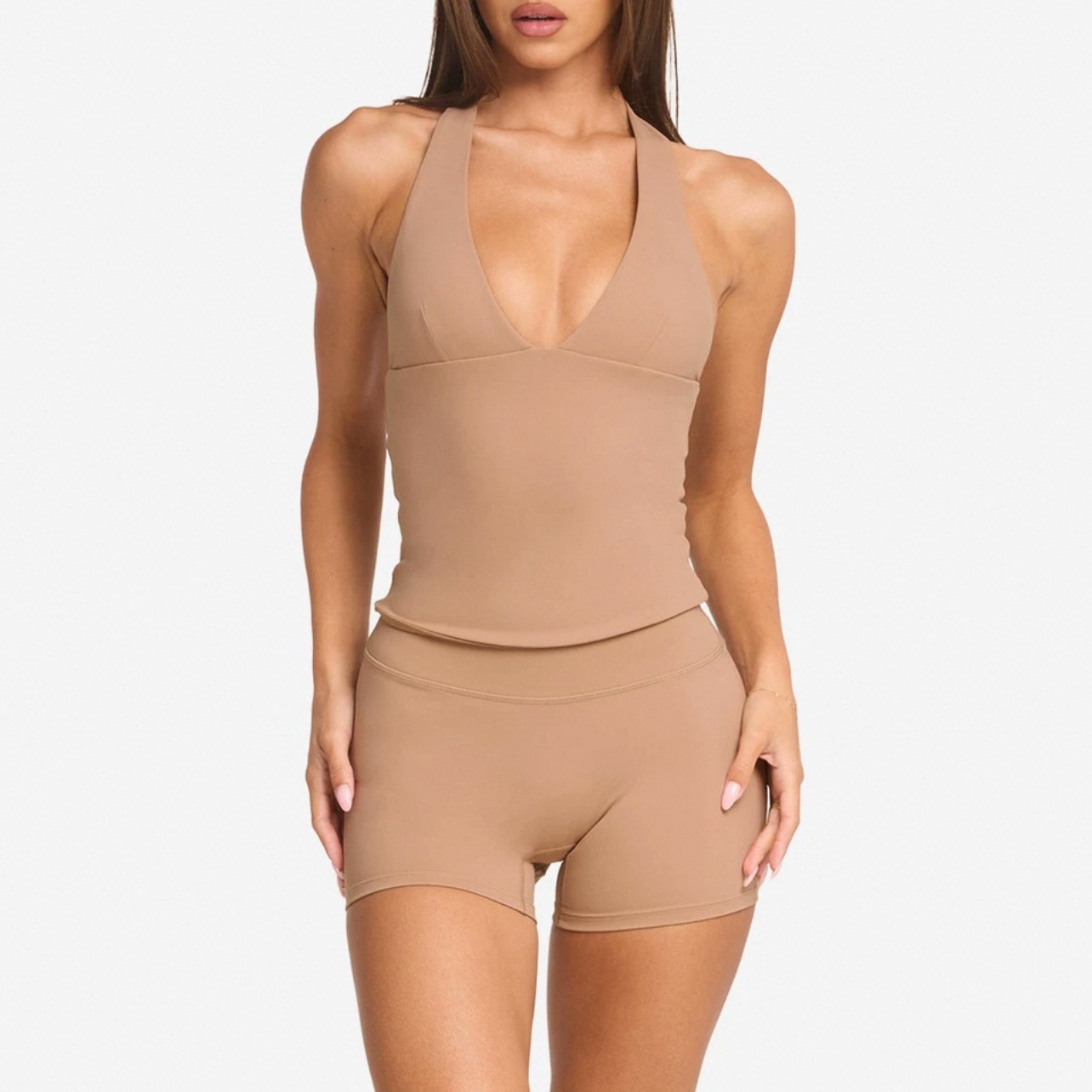 Chaleco de yoga de Amazon transfronterizo europeo y americano para mujer con almohadilla para el pecho con cuello en V halter nude tops deportivos de secado rápido