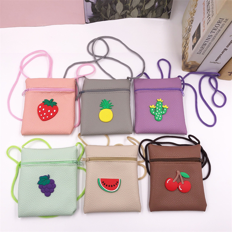 New pu long rope crossbody coin purse cute children's coin key small bag small gift 2 yuan shop