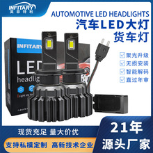 汽车led大灯前大灯大功率自带解码H4超亮H7货车灯泡改装LED车头灯