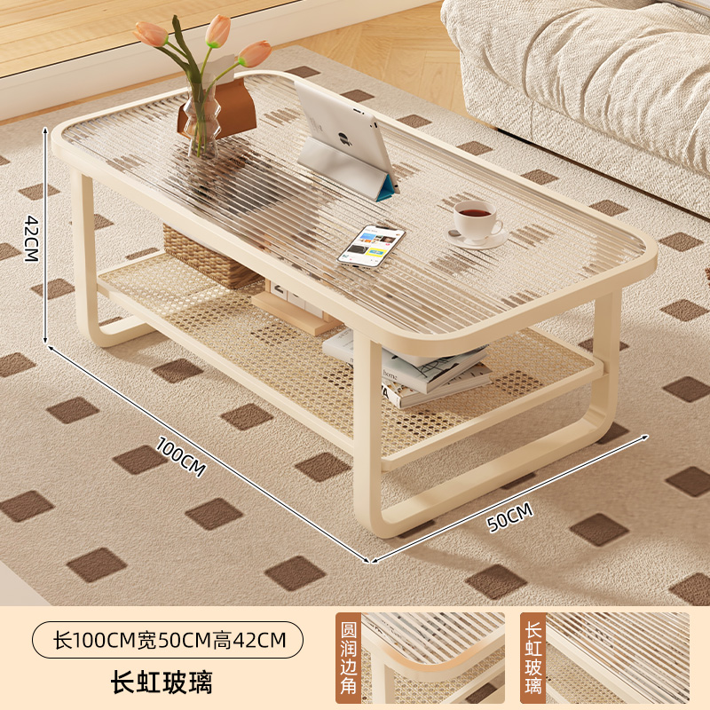 Recommended coffee table white + changhong glass 100*50*42cm