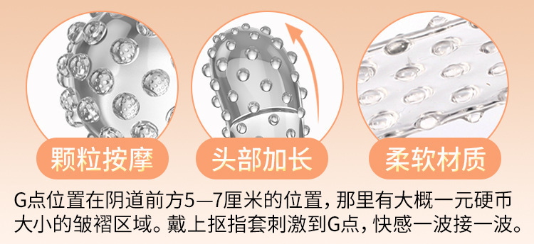 Pleasure Finger Sleeve in Transparent TPE, Single-Piece Textured Masturbation Sleeve — detail image 12