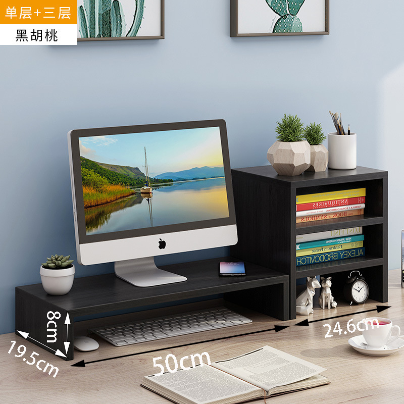 Estante elevador para monitor con cajones para almacenamiento en escritorio, organizador para dormitorio estudiantil, cajón elevador.