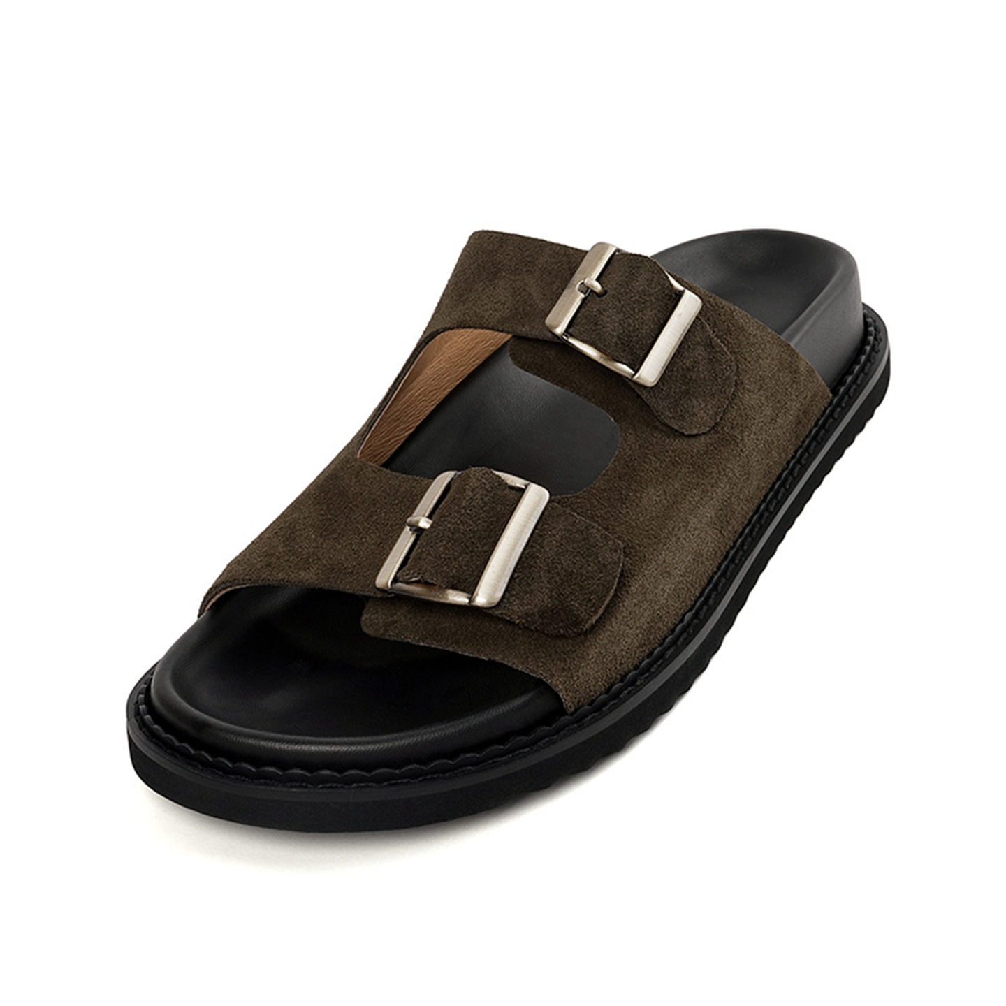 Dép sandal nữ quai chữ V đế dày phong cách Burken — màu nâu nhạt chi tiết 13